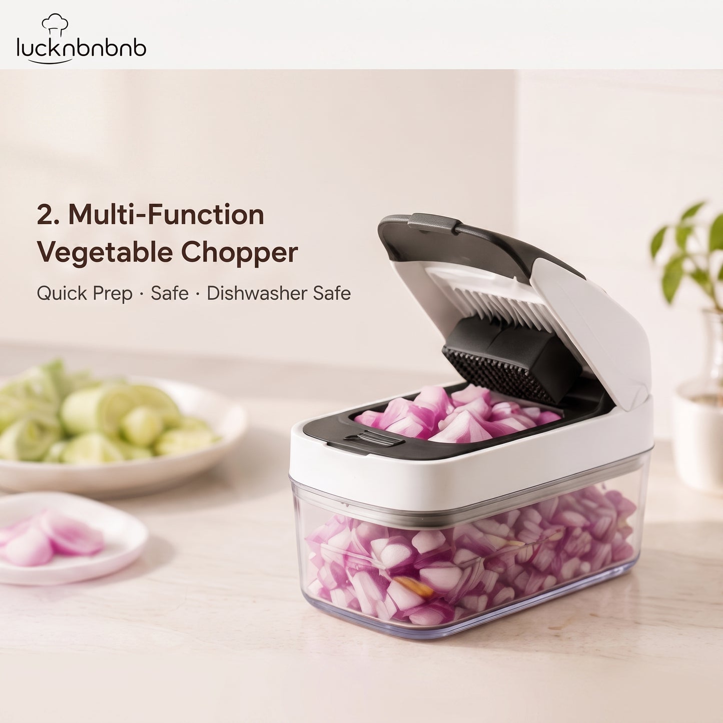LUCKNBNBNB PrepEase 12-in-1 Vegetable Chopper - Onion Dicer, Food Slicer, Mandoline Cutter, Kitchen Prep Tool with Container and Interchangeable Blades