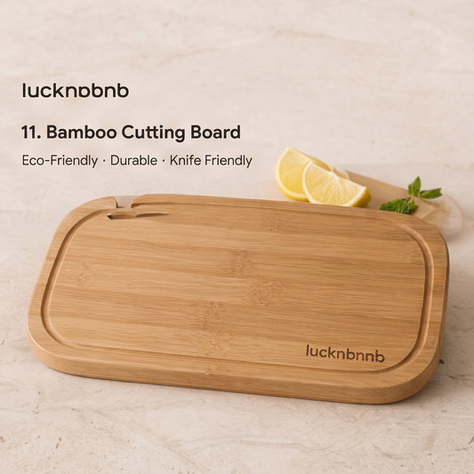 LUCKNBNBNB GrainCraft Reversible Bamboo Cutting Board - Large Wood Chopping Board with Juice Groove for Meat, Vegetables, Bread and Charcuterie