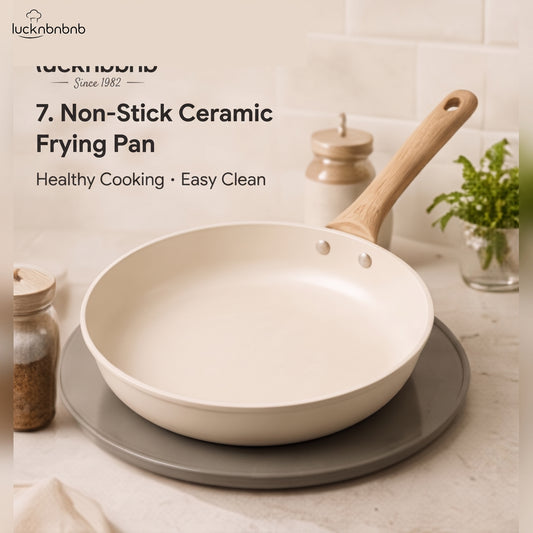 LUCKNBNBNB LumiCeramic 10-Inch Nonstick Frying Pan - Ceramic-Coated Skillet with Stay-Cool Handle for Eggs, Sauteing, Everyday Cooking and Easy Cleanup